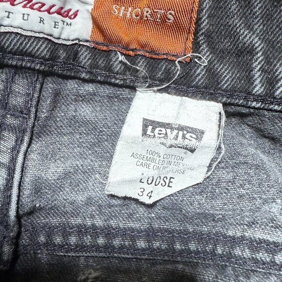 Vintage 90s Levis 545 Loose Fit Dark Wash Denim Jean Shorts Orange Tab - Size 31 - Picture 7 of 10
